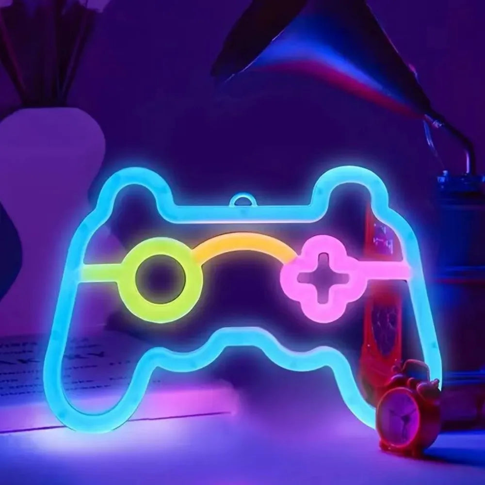 1PC USB LED Game Console Neon Light, Game Controller Night Light,Suitable for Game Rooms,Parties,And Wall Decoration