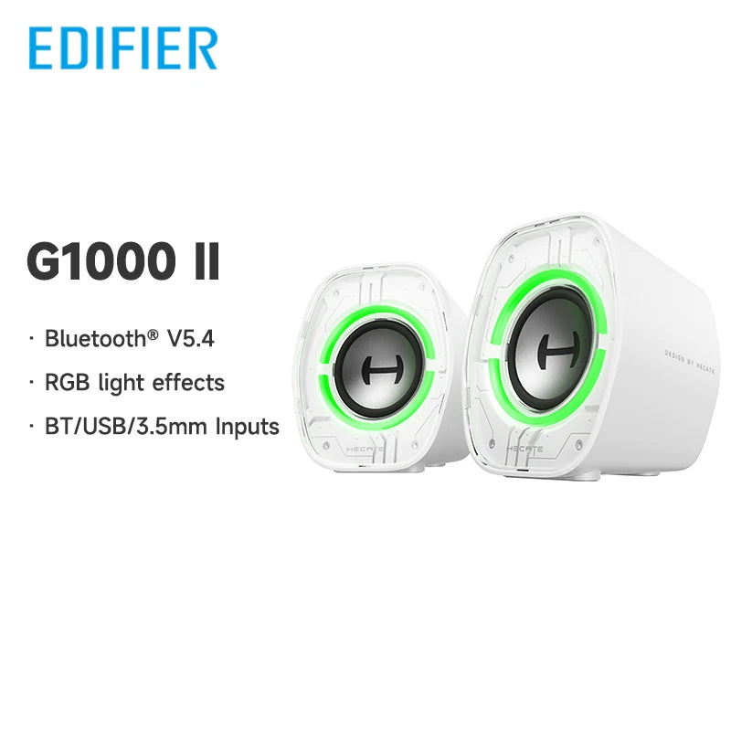 Hecate G1000 II Computer Speakers Bluetooth V5.4 PC Speaker USB-C USB-A 3.5Mm Inputs RGB Lighting Effects 4W RMS