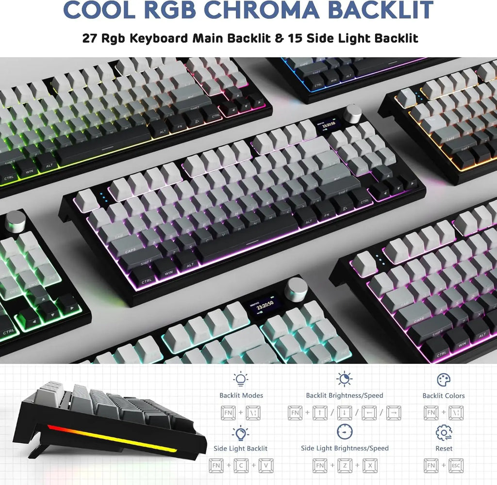 K86 RGB 75% Wireless Gasket Mechanical Keyboard,3-Mode Bluetooth5.0/2.4G/Usb-C Hot Swappable Gaming Keyboard