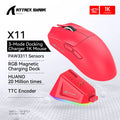 X11 Wireless Bluetooth Mouse,Paw3311 Three Mode 2.4G 400IPS RGB PC Gaming Mouse