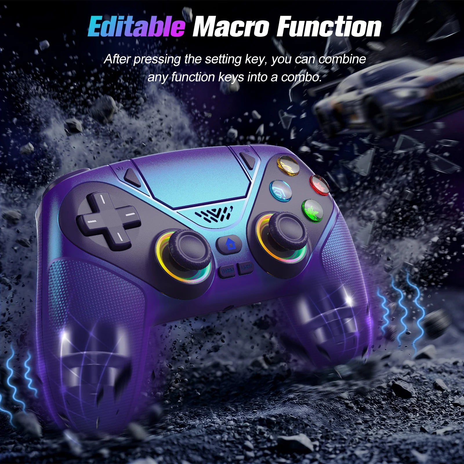 Controller for Playstation 5/PS5/PS5 Pro/Slim/Pc,Wireless Gamepads RGB Joystick Turbo/Marco Program Dual Vibrate Game Controle