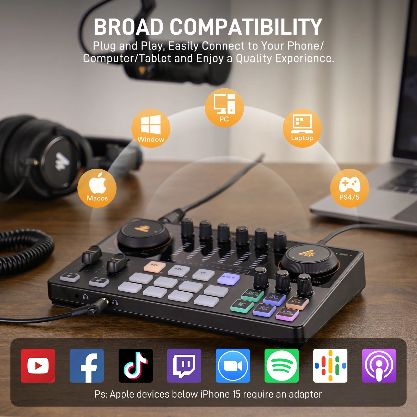 caster E2 Gen2 Audio Interface Mixer AME2 Gen2 Dual XLR Input for Podcast Live Streaming Gaming Audio Interfaces Sound Card