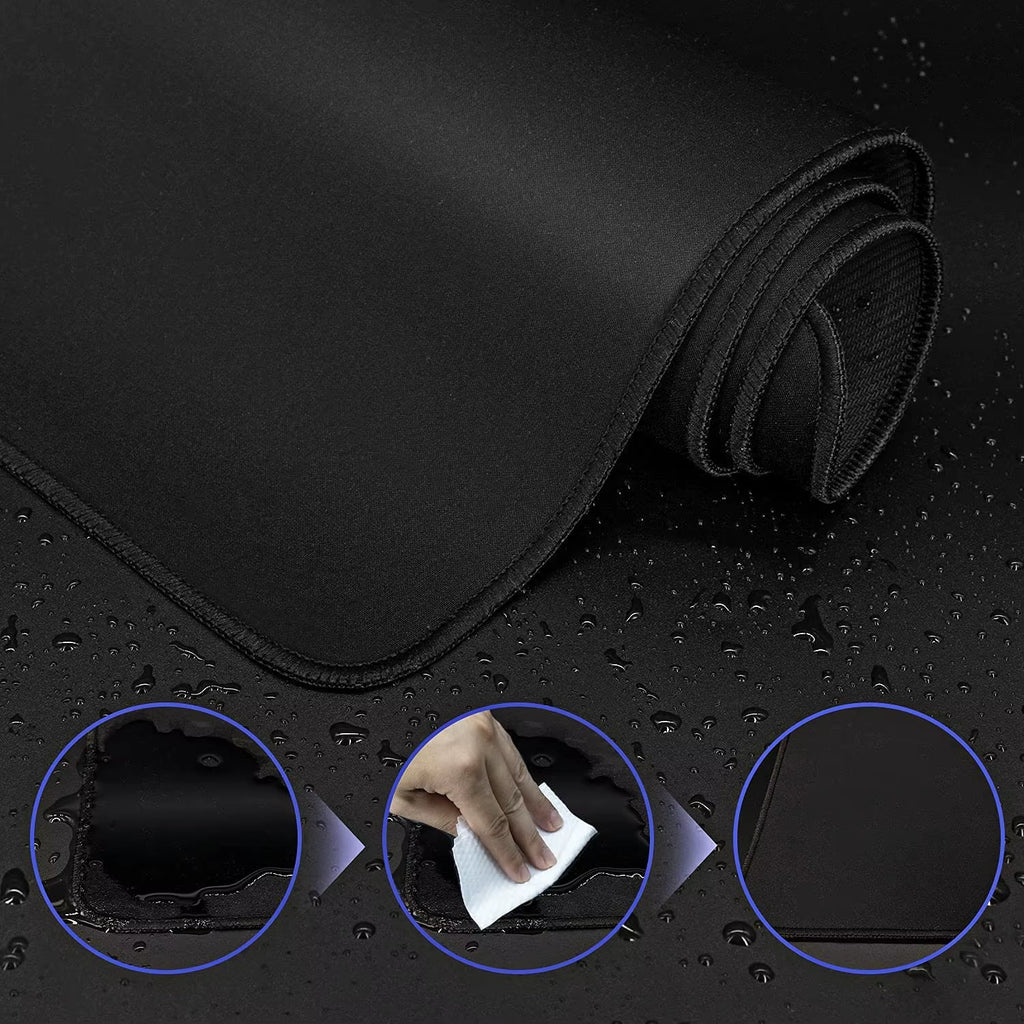 Extended Black Mouse Pads Large Mouse Pad Anti-Slip Desk Pad Rubber Mouse Mat Computer Desk Mat Stitched Edge Gaming Mousepad