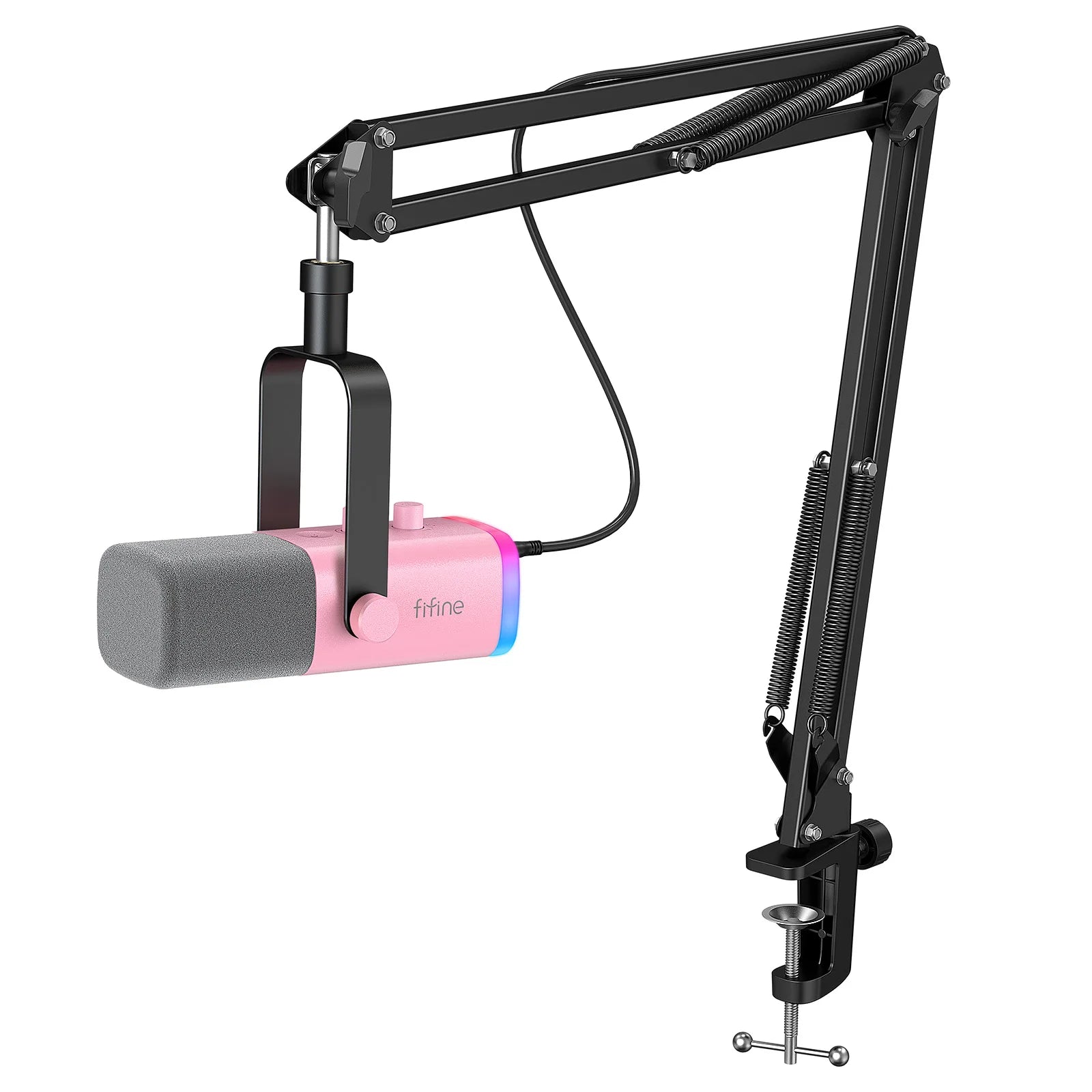 Dynamic XLR Microphone Kit with Boom Arm for Mixer,Gaming USB Mic Set with Rgb,Volume Control for PC PS5/4 Ampligame AM8T