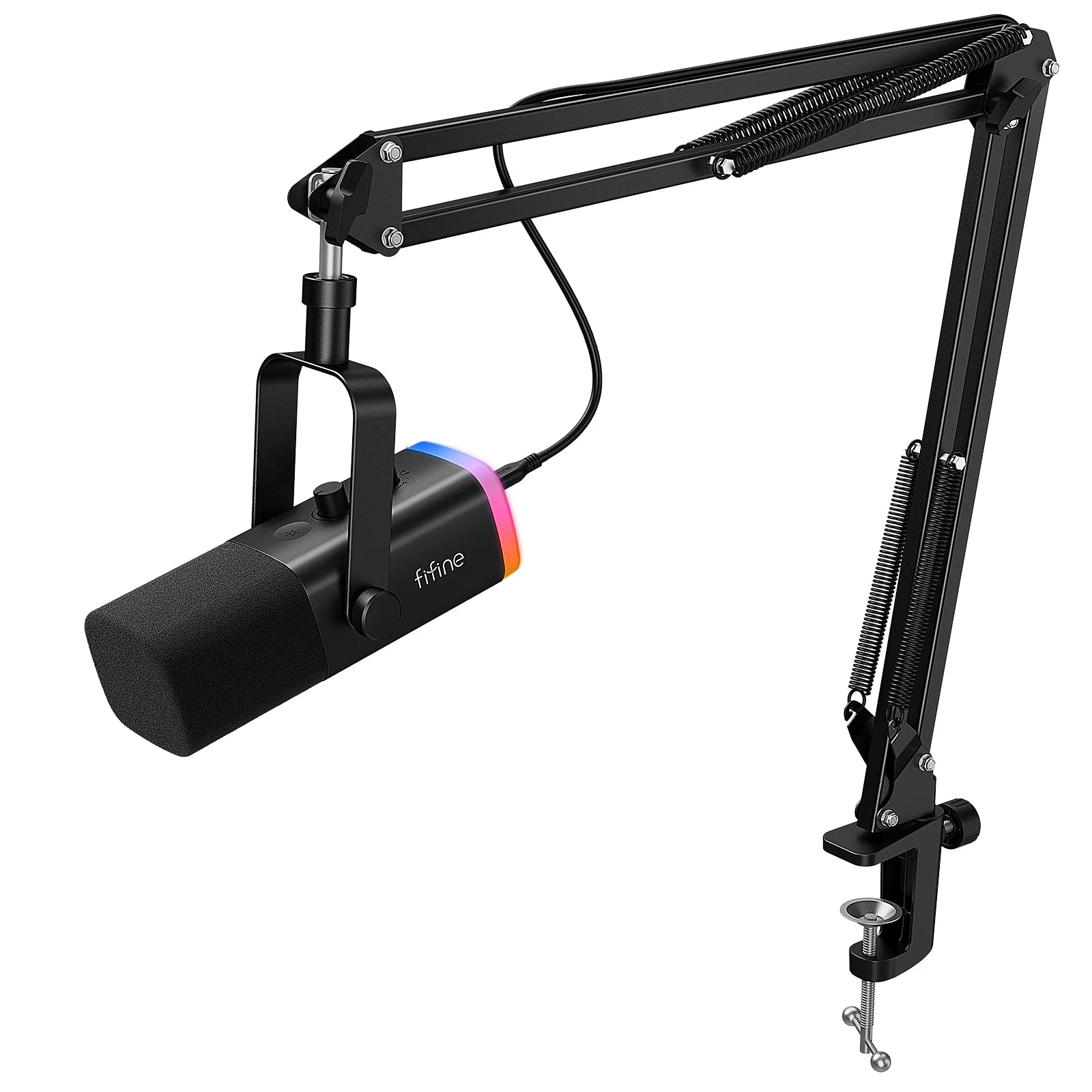 Dynamic XLR Microphone Kit with Boom Arm for Mixer,Gaming USB Mic Set with Rgb,Volume Control for PC PS5/4 Ampligame AM8T