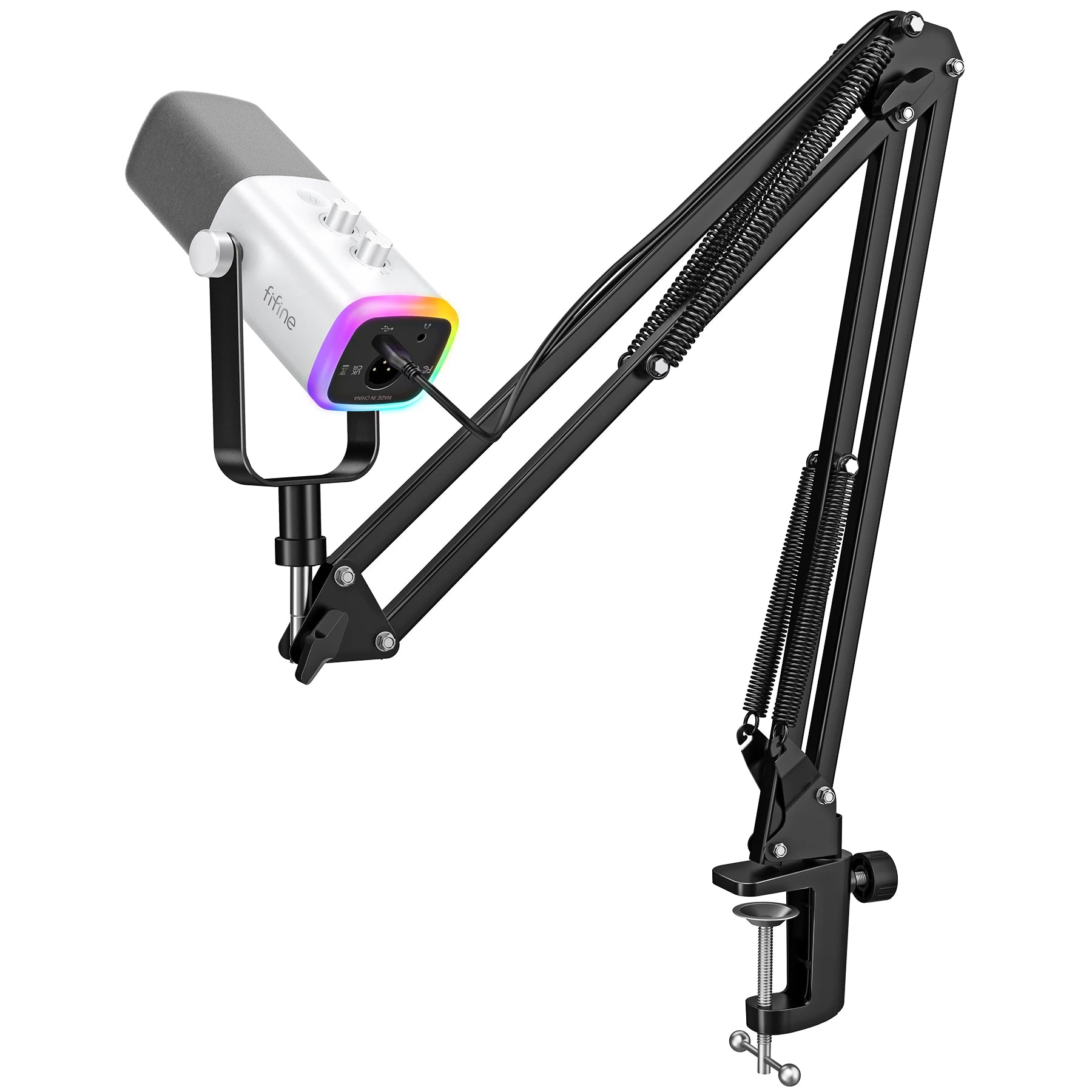 Dynamic XLR Microphone Kit with Boom Arm for Mixer,Gaming USB Mic Set with Rgb,Volume Control for PC PS5/4 Ampligame AM8T