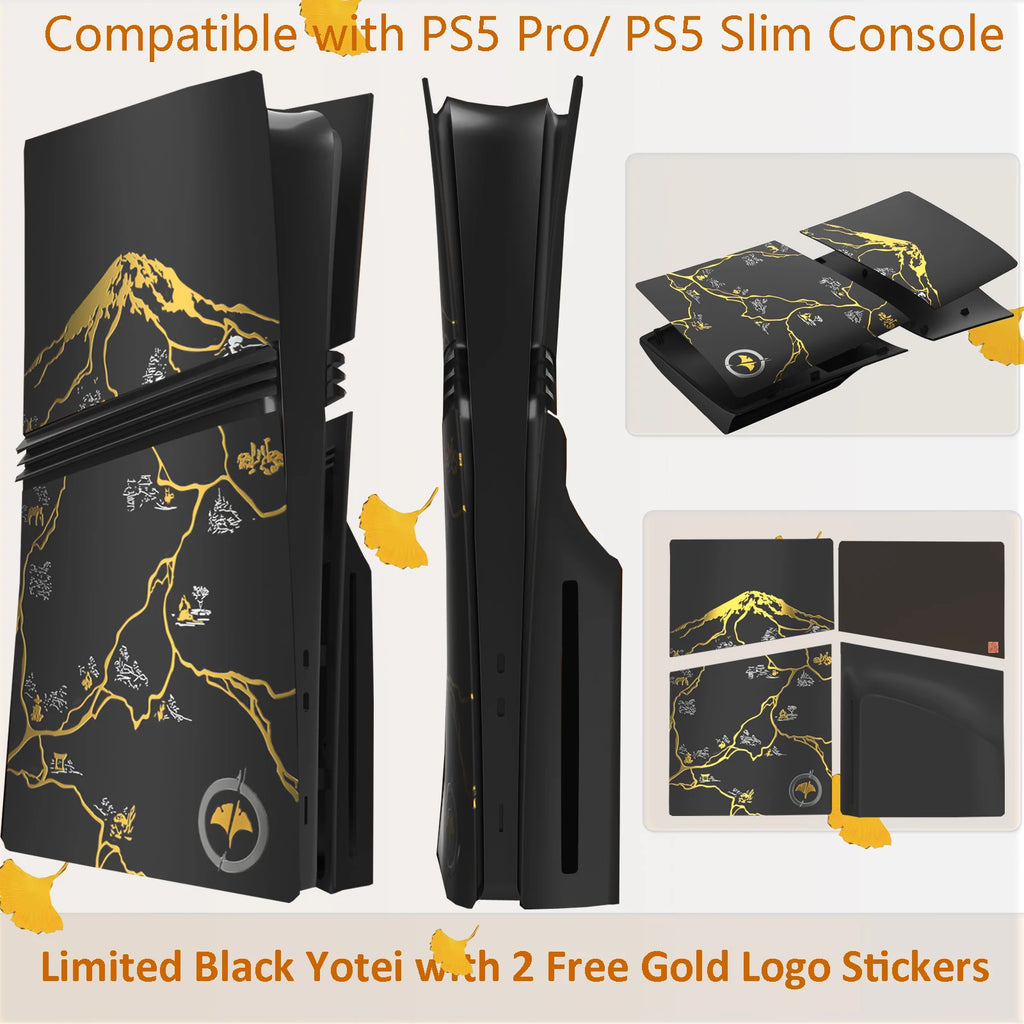 4PCS Limited Face Plates Cover for PS5 Pro/For PS5 Slim Disc Console Ghost Black Yotei Shell Accessories Protective Panels