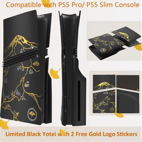 4PCS Limited Face Plates Cover for PS5 Pro/For PS5 Slim Disc Console Ghost Black Yotei Shell Accessories Protective Panels