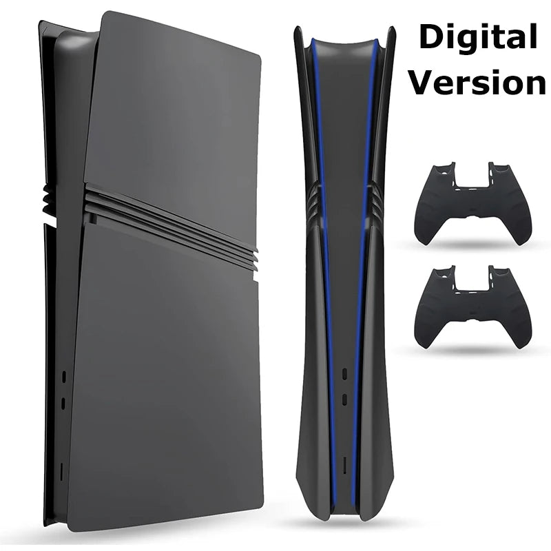 Faceplate for PS5 Pro (Digital、Disc Edition), Cover Plate, ABS Shell, Matt Skin, with Extra 2 Controller Silicone Covers (Red)