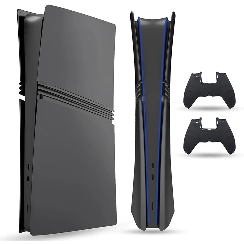 Faceplate for PS5 Pro (Digital、Disc Edition), Cover Plate, ABS Shell, Matt Skin, with Extra 2 Controller Silicone Covers (Red)