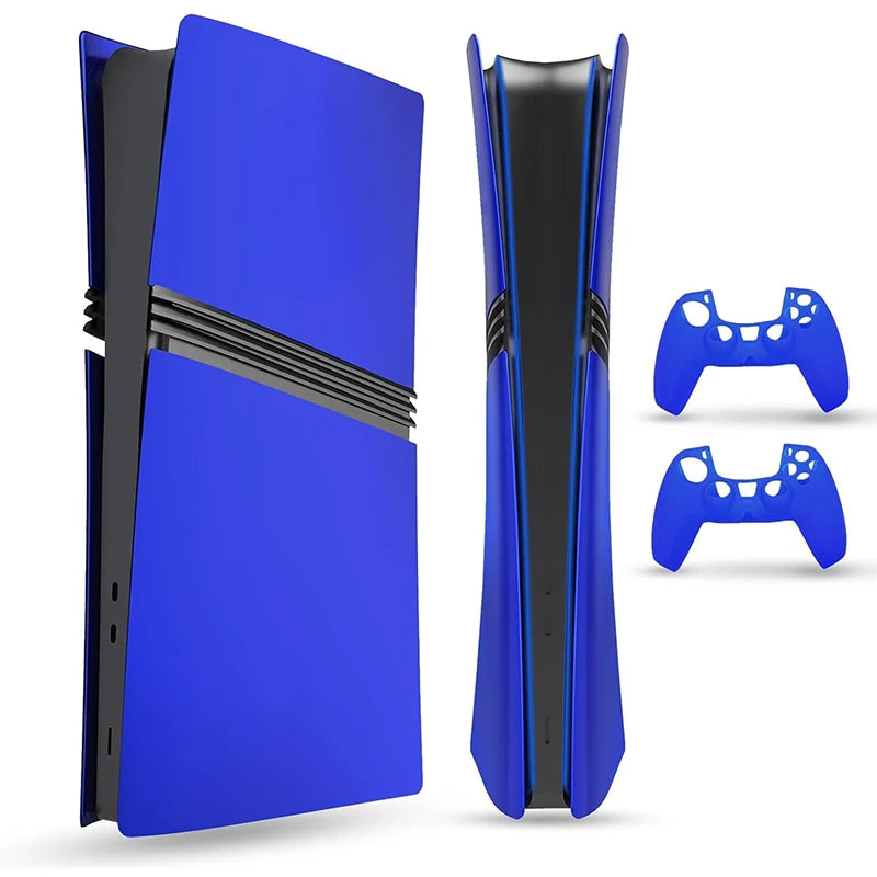 Faceplate for PS5 Pro (Digital、Disc Edition), Cover Plate, ABS Shell, Matt Skin, with Extra 2 Controller Silicone Covers (Red)