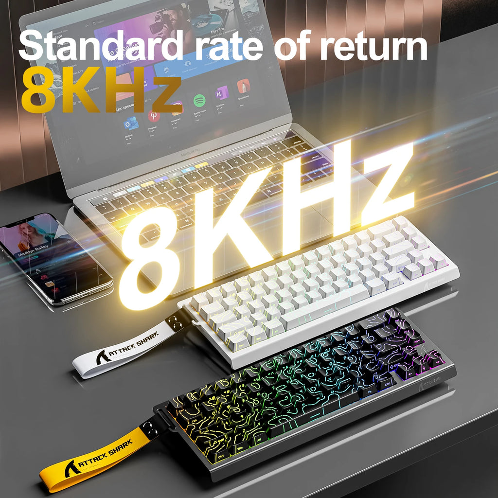 X68HE Esports Magnetic Axis Keyboard 8Khz Return Rate,Total Area 0.01Mm,And 0.125Ms Rate Class Ultra-Low Latency