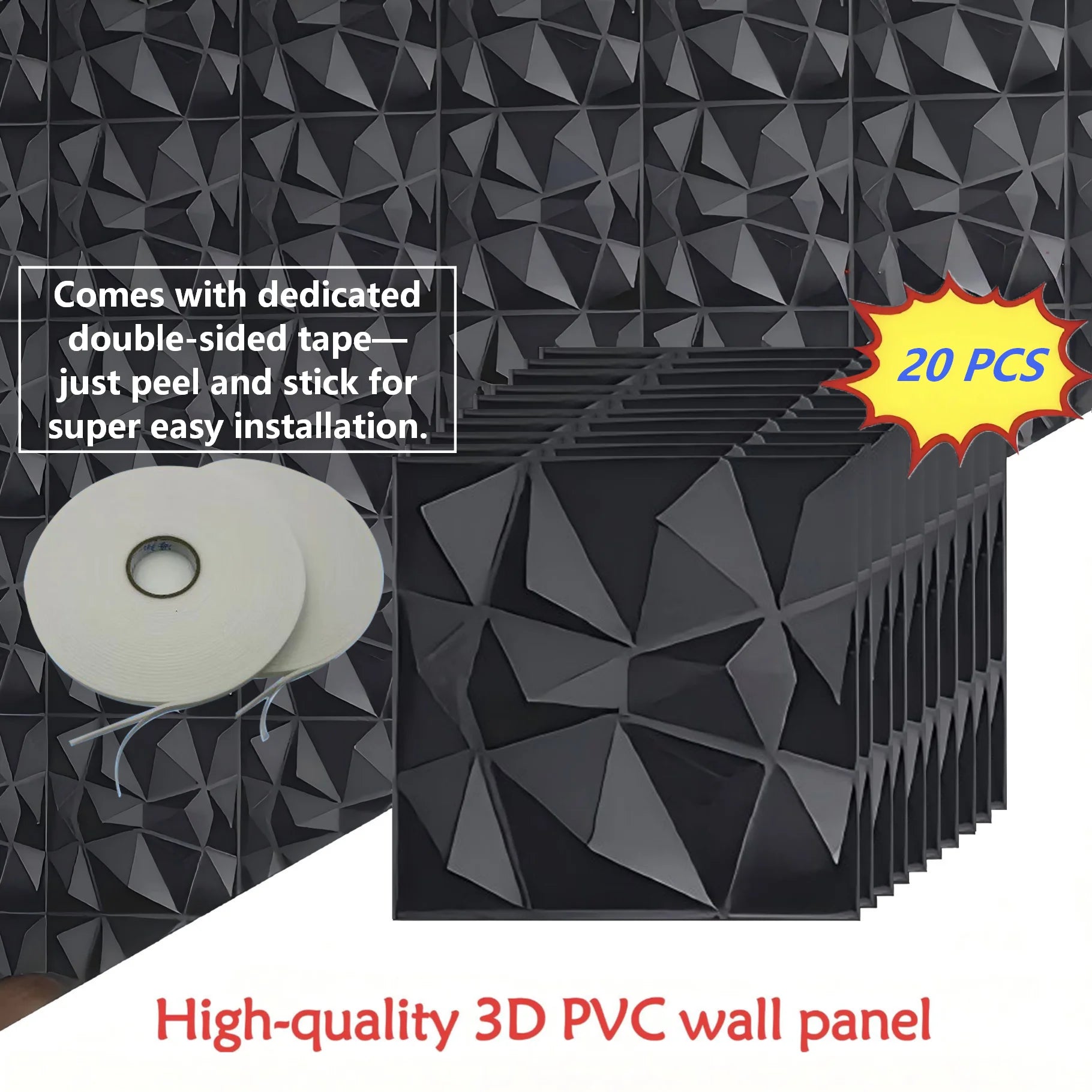 20PCS 3D Wall Panels 30X30Cm Indoor Wall Decoration for Living Room Bedroom Hotel Office Mural Tile-Panel-Mold 3D Wall Sticker
