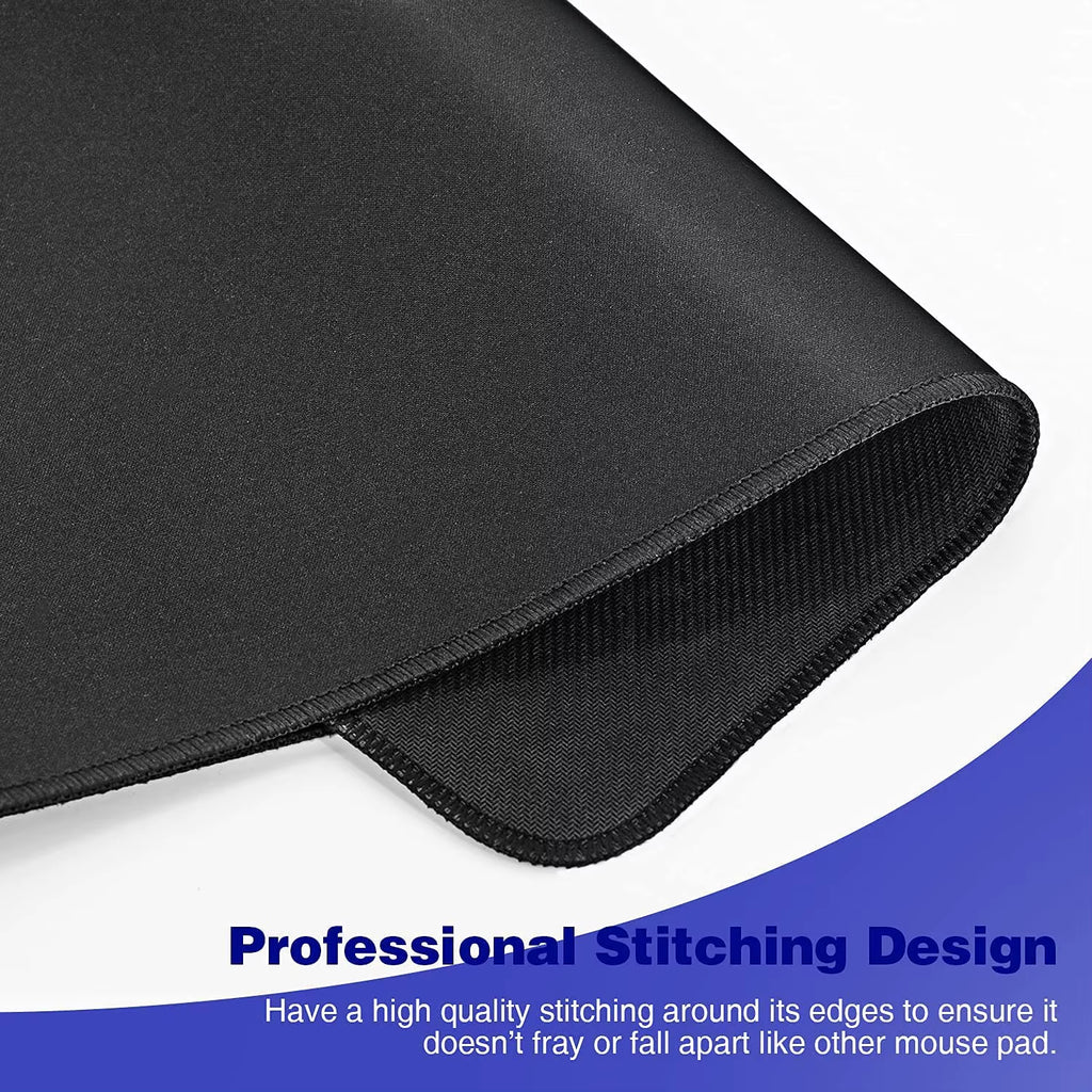 Extended Black Mouse Pads Large Mouse Pad Anti-Slip Desk Pad Rubber Mouse Mat Computer Desk Mat Stitched Edge Gaming Mousepad