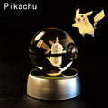 Pokemon Crystal Ball 3D Pikachu Mewtwo Mew Gengar Night Light Lamp Base Pokeball Crystal Pokemon Glass Ball Figure Birthday Gift