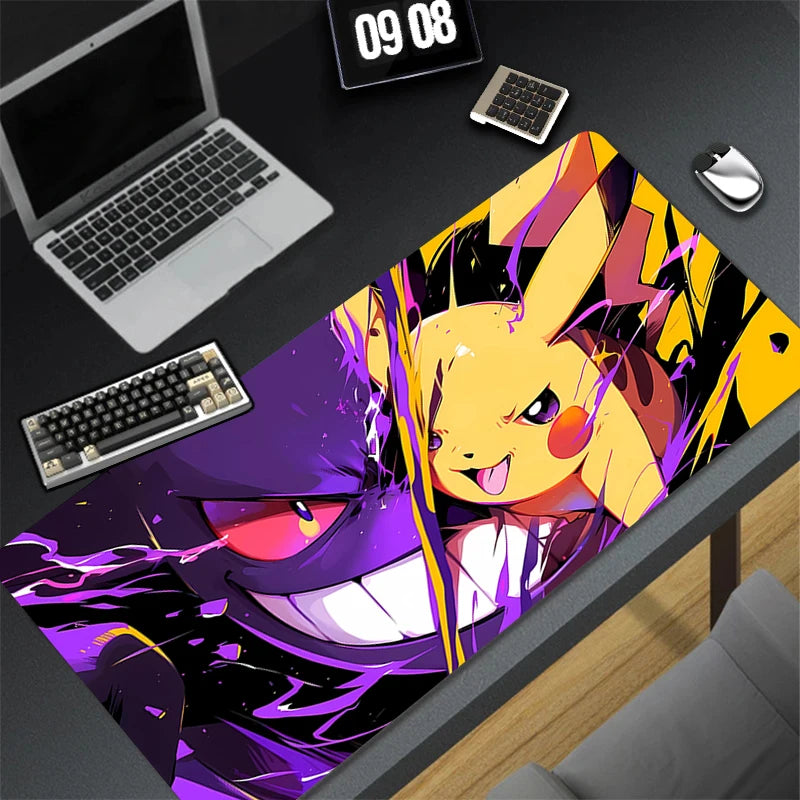 Gaming Mouse Pad HD Computer Office Game P-Pokemons Mousepad Rubber Anti-Slip Long Keyboard Pad G-Gengar P-Pikachu Cute Desk Mat