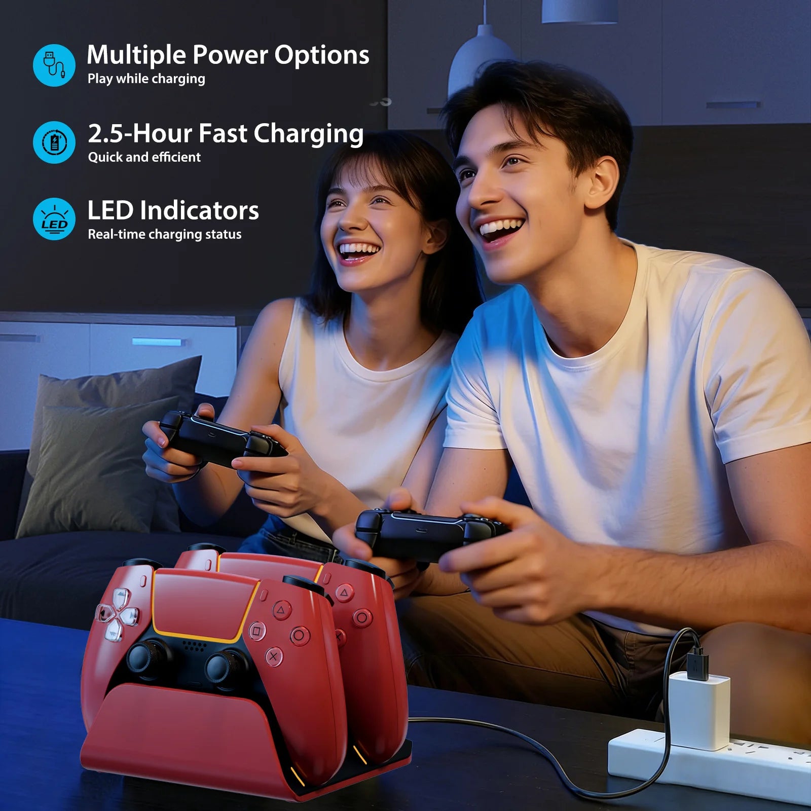 Fast Charging Dock for PS5 Controllers Dual Wireless Gamepad Charger Station Playstation 5 Charging Stand Accessories