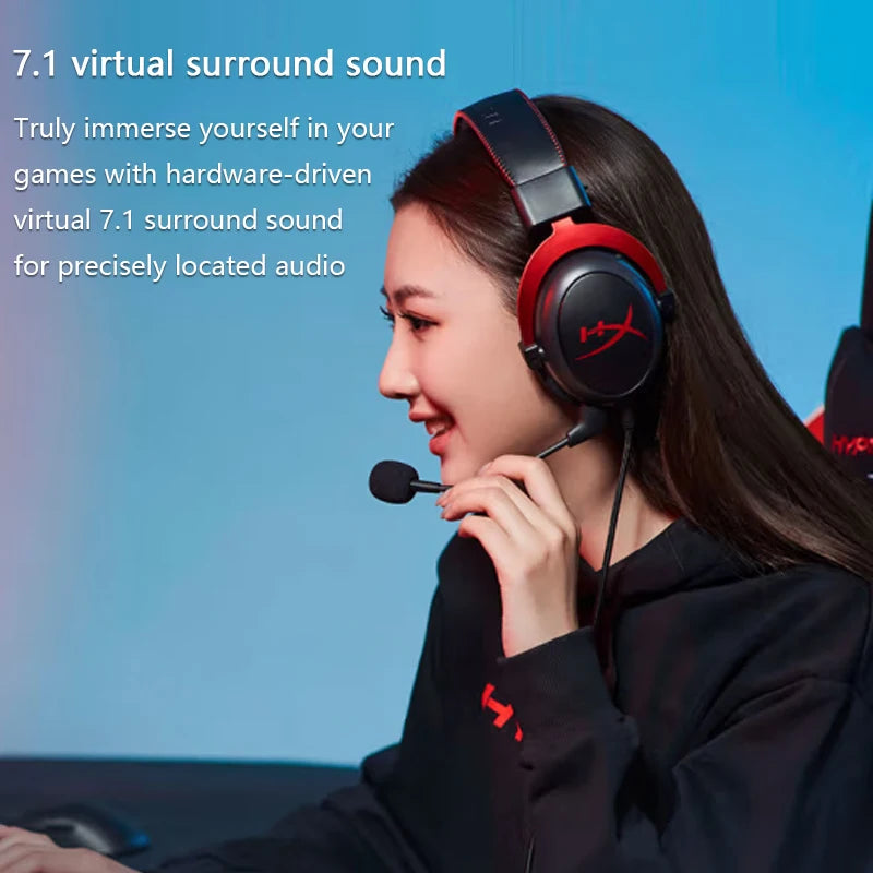 Cloud II Gaming Headset Hi-Fi 7.1 Surround Sound/Detachable Mic/Usb Sound Card for PC PS Cloud 2 Wired Gaming Headphone