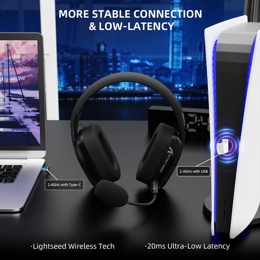 L80PRO Wireless Gaming Headset 2.4G/Bt/Wired Ultra-Light 40Mm Drivers Low Latency Headphone for PC PS5 Switch Xbox