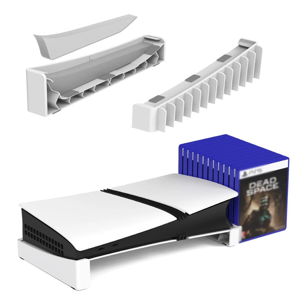 Horizontal Stand for PS5 Slim & Pro Console and Hold 12 Game Disc, Compatible with Playstation 5 Slim/Pro Disc & Digital Edition