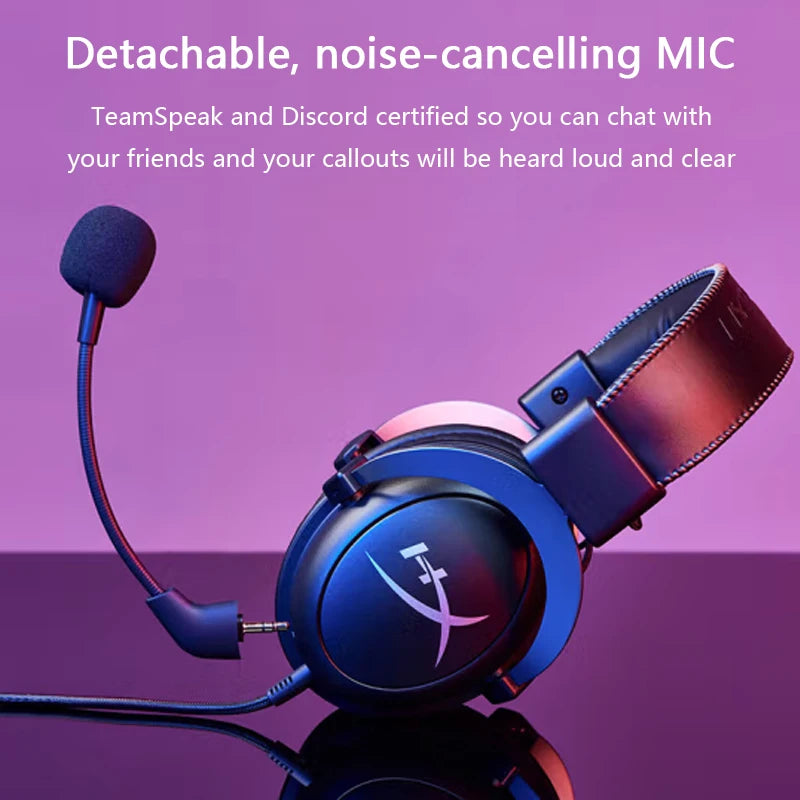Cloud II Gaming Headset Hi-Fi 7.1 Surround Sound/Detachable Mic/Usb Sound Card for PC PS Cloud 2 Wired Gaming Headphone