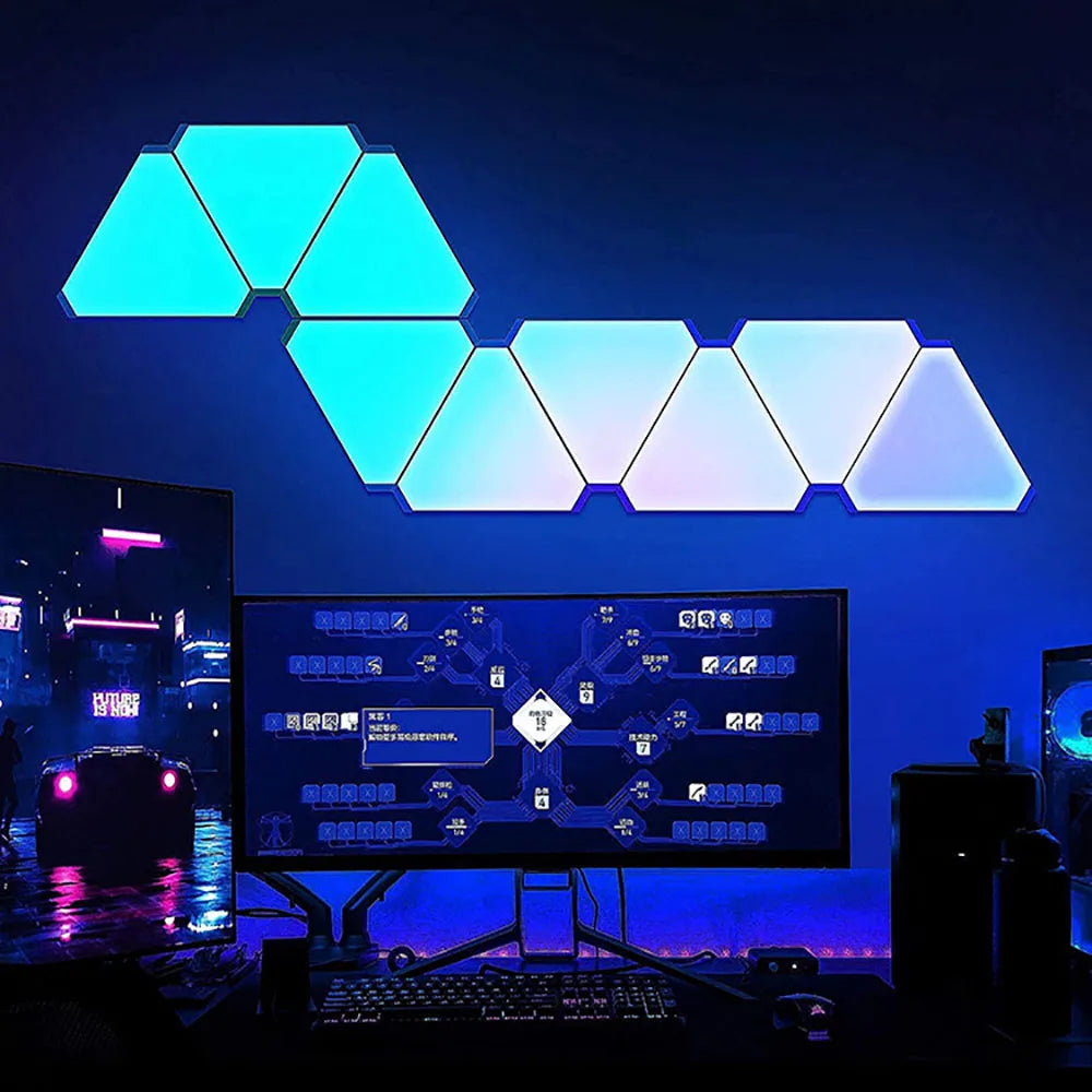 WIFI Bluetooth 5V USB Triangle Lamps Quantum Atmosphere LED Night Light for Game Bedroom Decoration Creative Decorat Wall Lamps