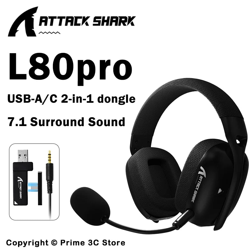 L80PRO Wireless Gaming Headset 2.4G/Bt/Wired Ultra-Light 40Mm Drivers Low Latency Headphone for PC PS5 Switch Xbox