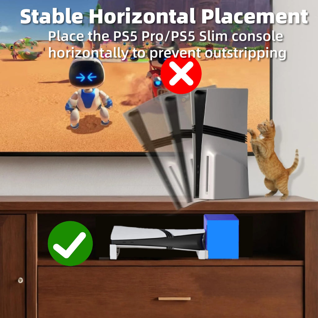 Horizontal Stand for PS5 Slim & Pro Console and Hold 12 Game Disc, Compatible with Playstation 5 Slim/Pro Disc & Digital Edition