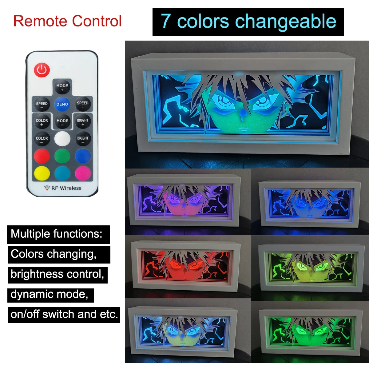 Anime Series Paper-Cut Light Room Bedroom Night Light Remote Control Colorful Light Box Atmosphere Light