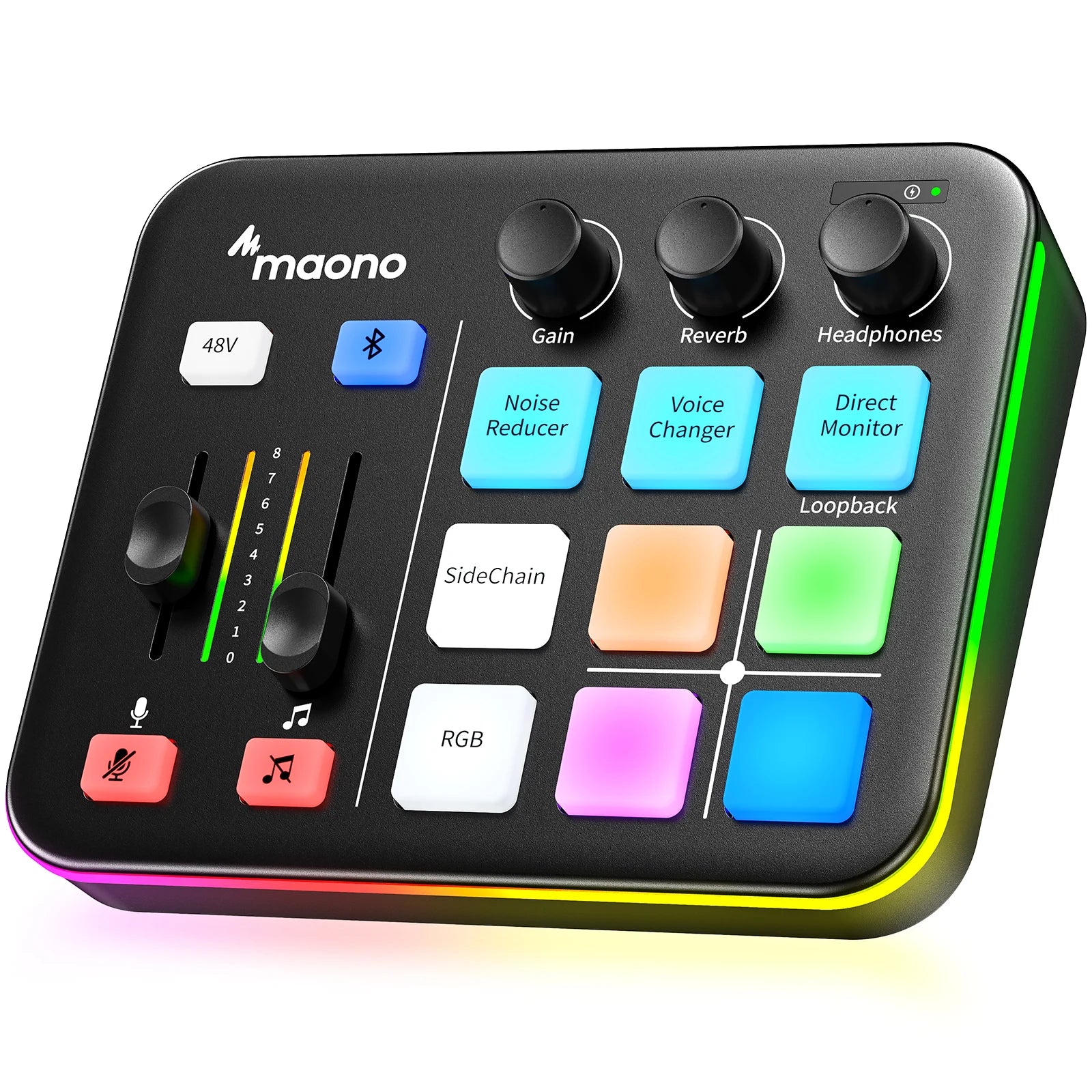 G1 NEO Gaming Audio Mixer Custom Sound Effects RGB Streaming with XLR Microphone Audio Interface for Game Voice Podcast