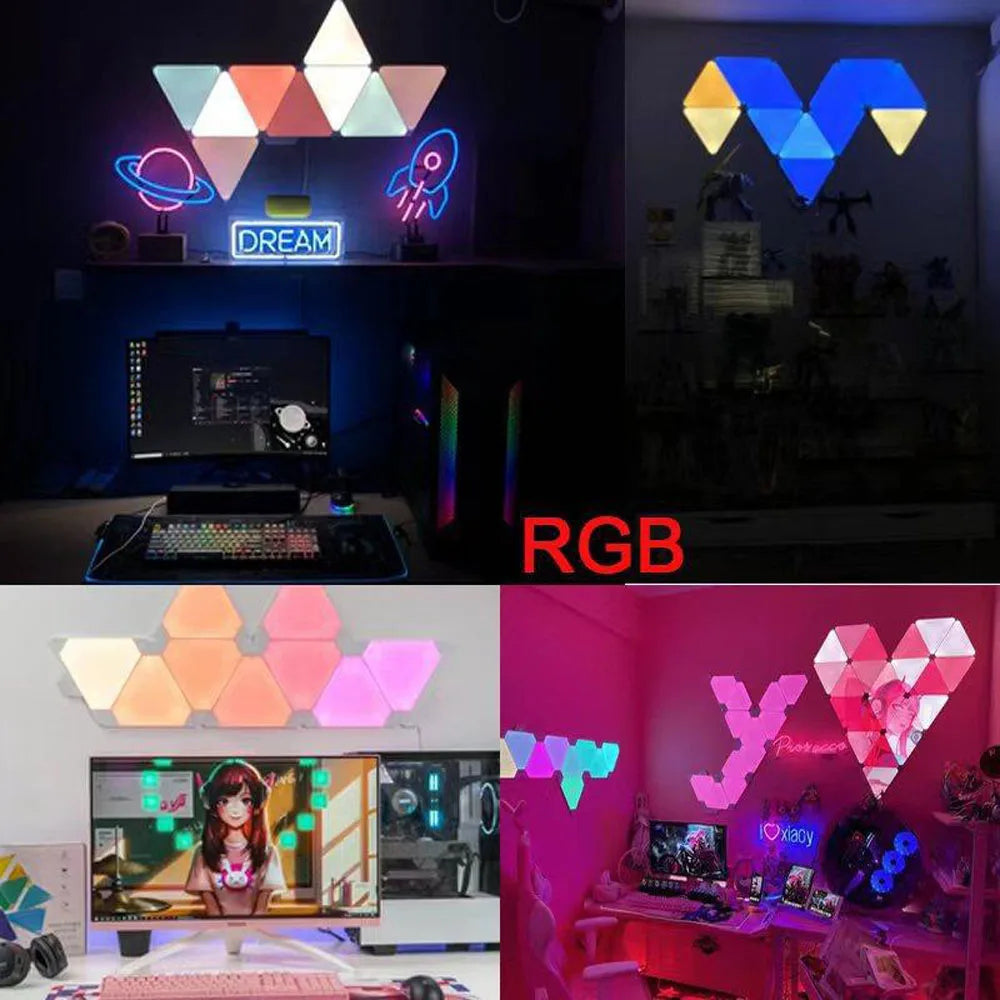 WIFI Bluetooth 5V USB Triangle Lamps Quantum Atmosphere LED Night Light for Game Bedroom Decoration Creative Decorat Wall Lamps