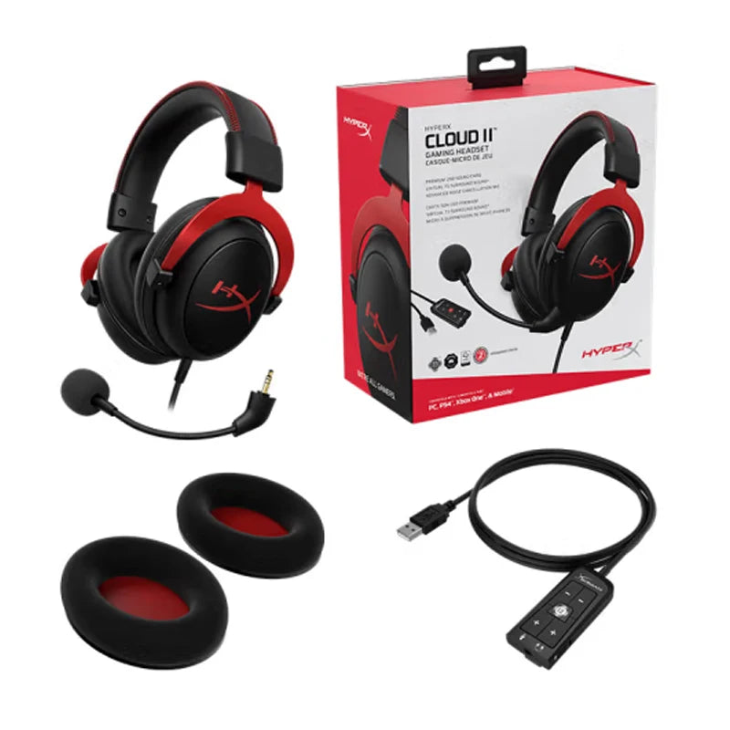 Cloud II Gaming Headset Hi-Fi 7.1 Surround Sound/Detachable Mic/Usb Sound Card for PC PS Cloud 2 Wired Gaming Headphone