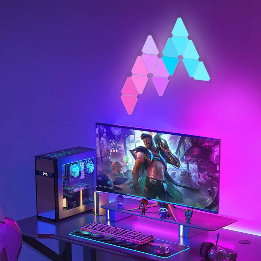 WIFI Bluetooth 5V USB Triangle Lamps Quantum Atmosphere LED Night Light for Game Bedroom Decoration Creative Decorat Wall Lamps