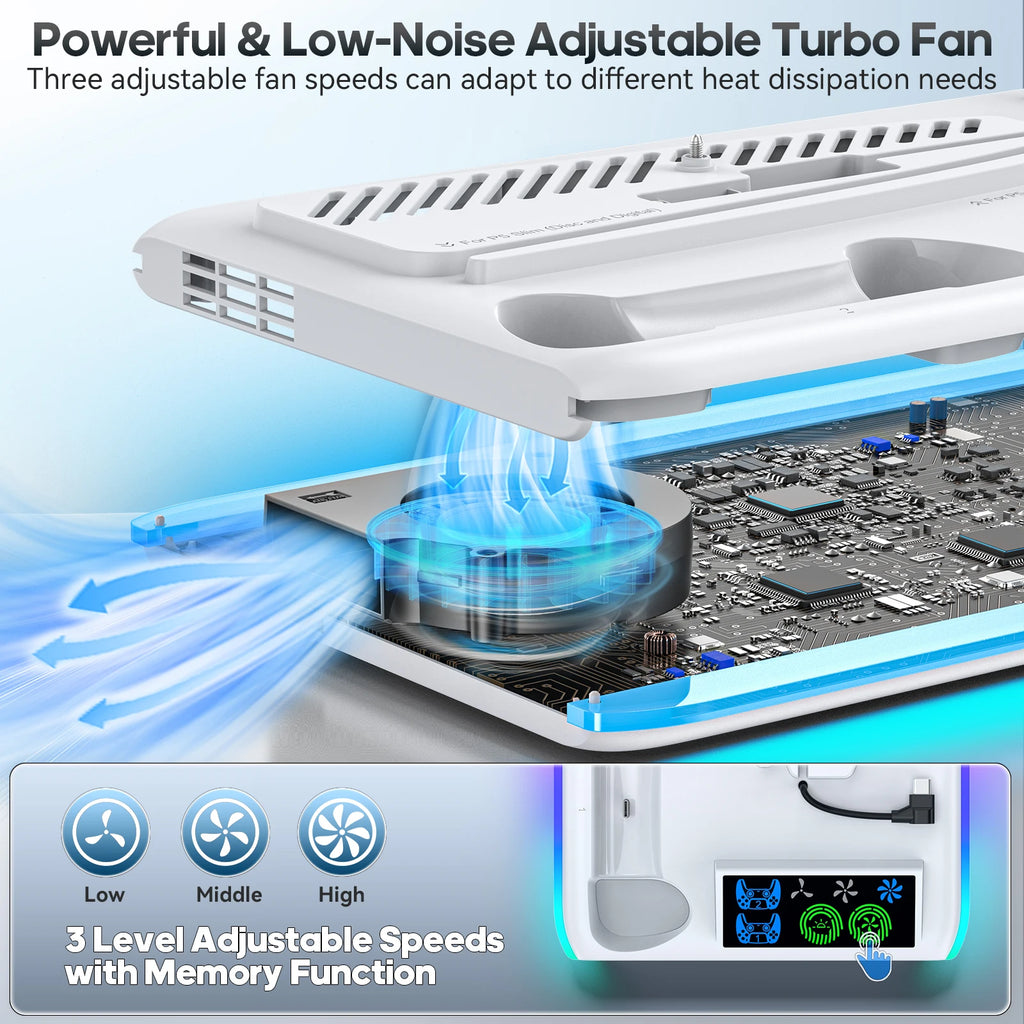 Game Stand for Sony PS5 Console Playstation Play Stations PS 5 Slim Pro Support Base Holder Cooler Fan RGB Gaming Accessories