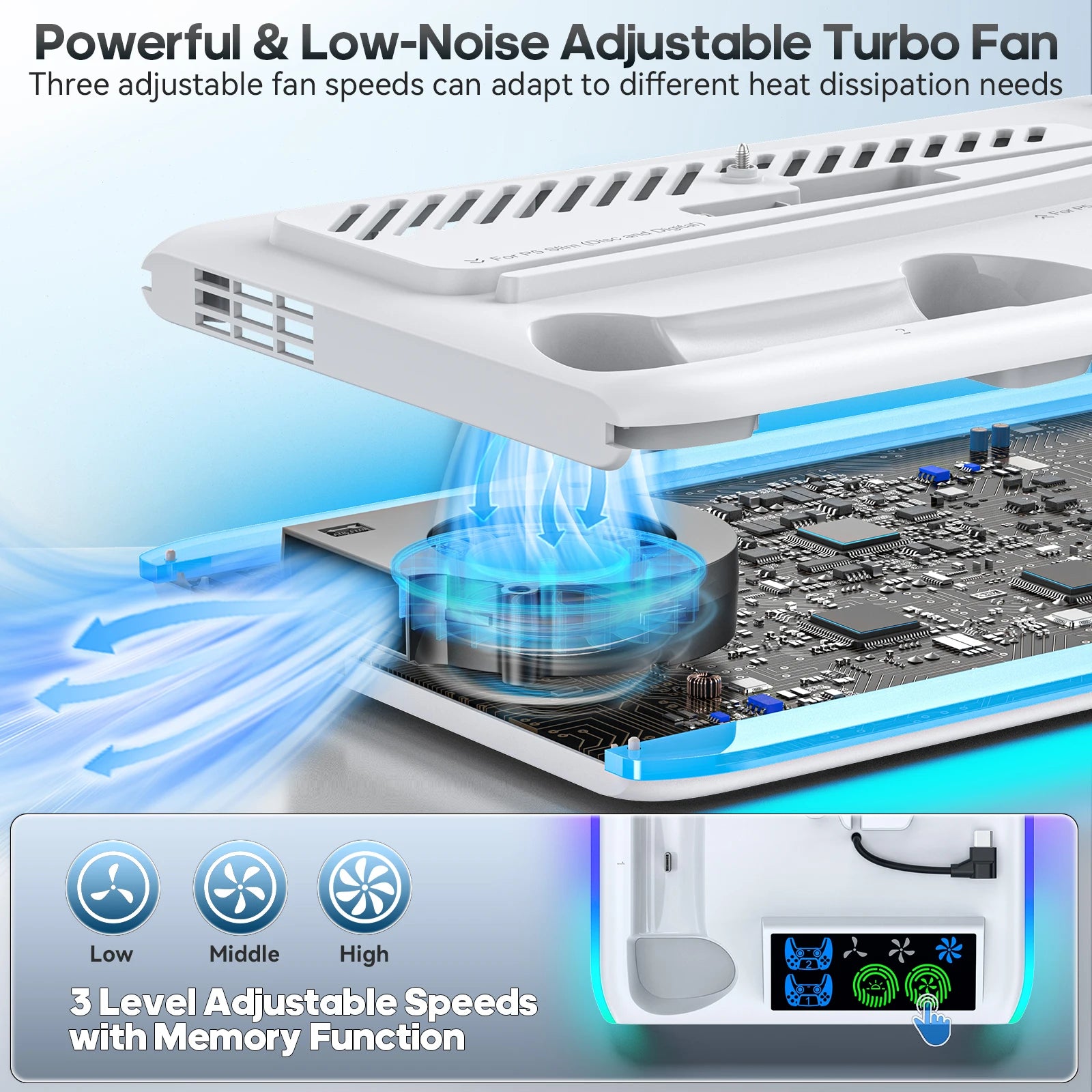 Game Stand for Sony PS5 Console Playstation Play Stations PS 5 Slim Pro Support Base Holder Cooler Fan RGB Gaming Accessories