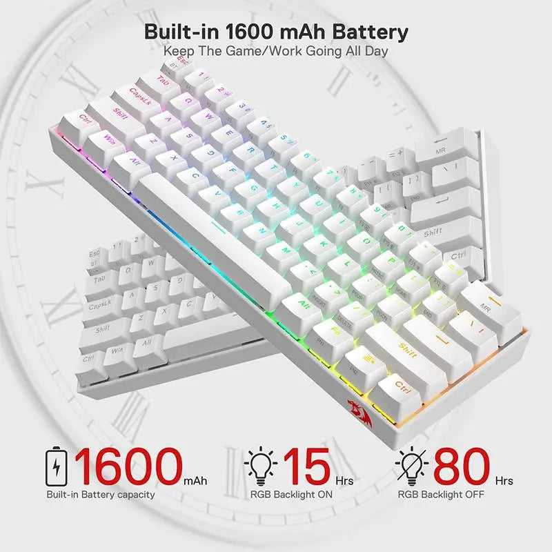 K530 Pro Draconic 61 Keys 60% Wireless RGB 100% Hot-Swap Socket Mechanical Keyboard Bluetooth/2.4Ghz/Wired 3-Mode
