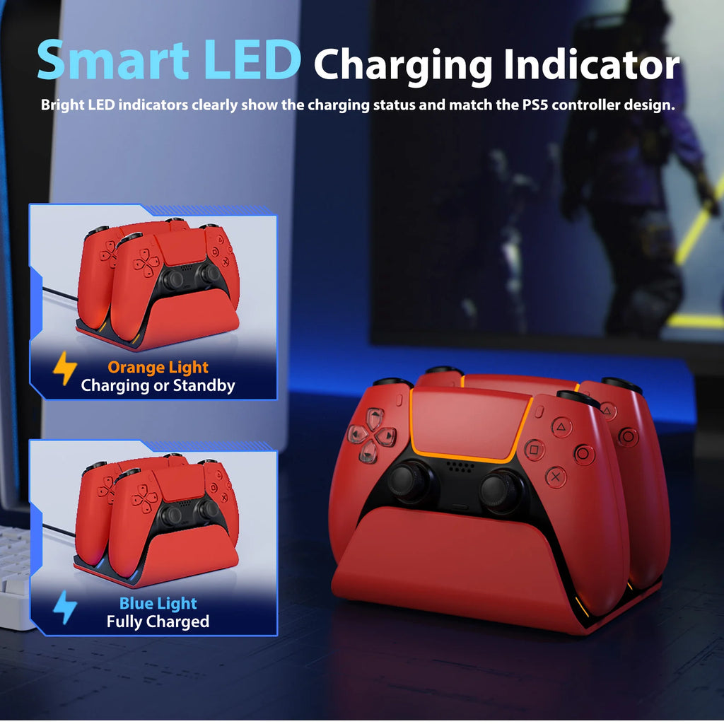 Fast Charging Dock for PS5 Controllers Dual Wireless Gamepad Charger Station Playstation 5 Charging Stand Accessories