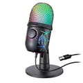 מיקרופון USB לשידורי לייב וקריוקי (דגם V5) – מיקרופון קונדנסר לגיימינג עם ביטול רעשים ומעמד לטלפון נייד