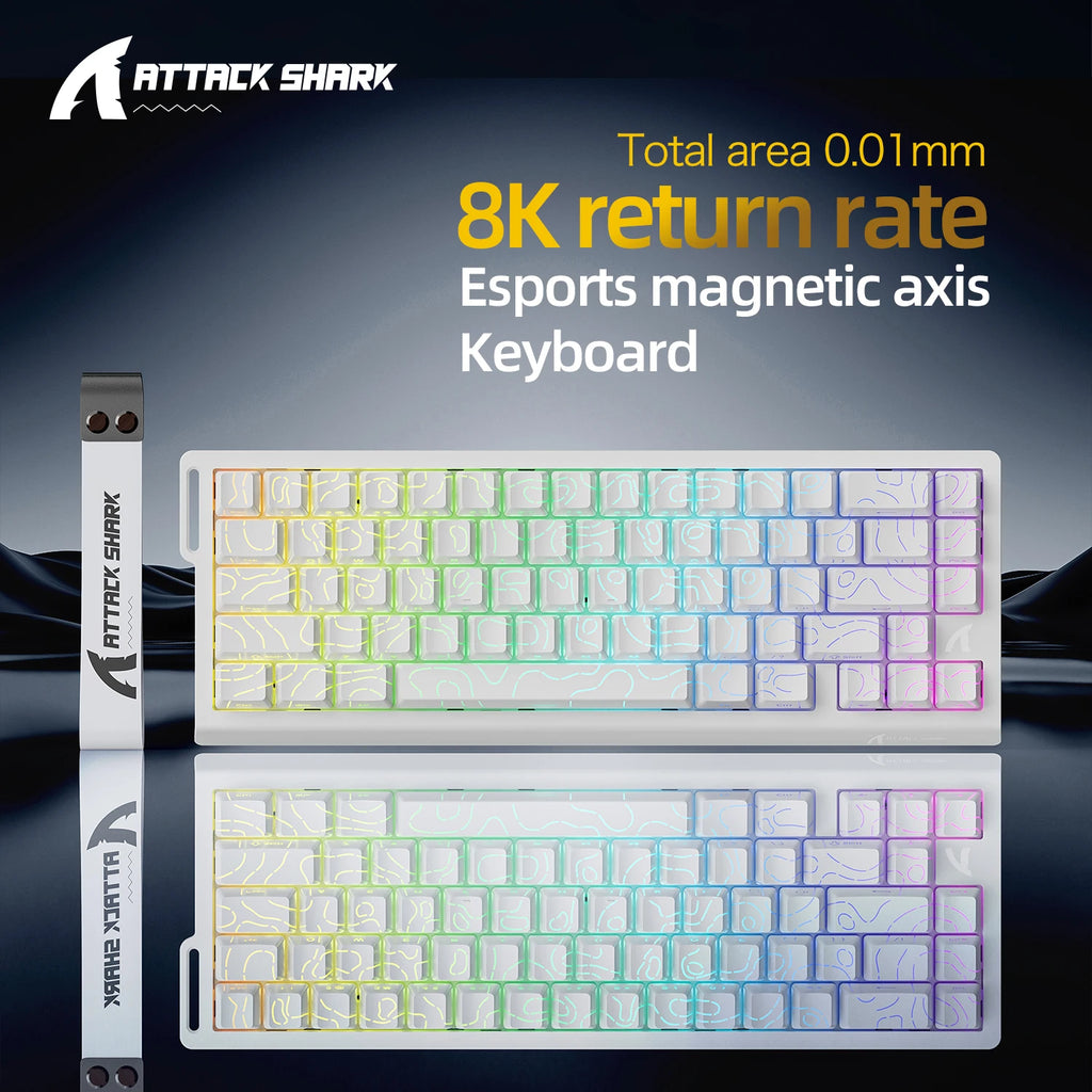 X68HE Esports Magnetic Axis Keyboard 8Khz Return Rate,Total Area 0.01Mm,And 0.125Ms Rate Class Ultra-Low Latency