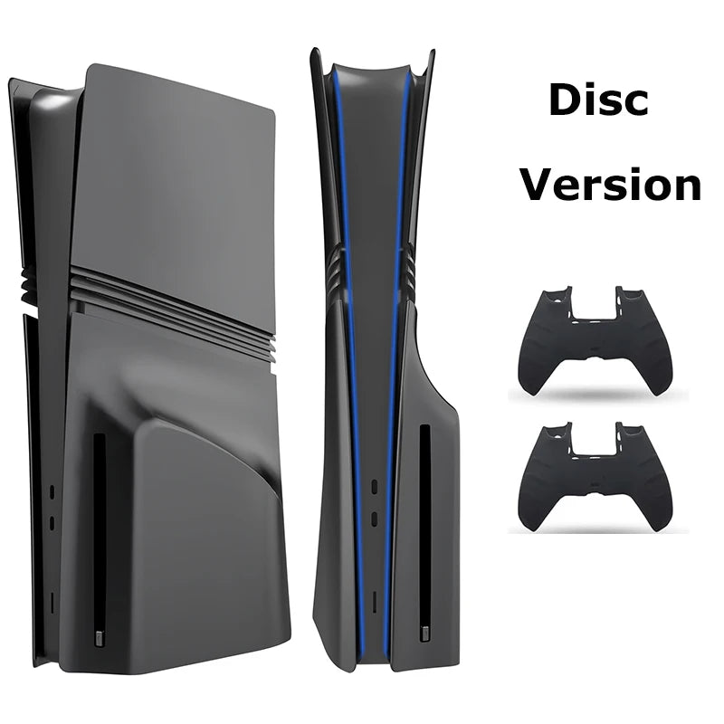 Faceplate for PS5 Pro (Digital、Disc Edition), Cover Plate, ABS Shell, Matt Skin, with Extra 2 Controller Silicone Covers (Red)