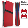 Faceplate for PS5 Pro (Digital、Disc Edition), Cover Plate, ABS Shell, Matt Skin, with Extra 2 Controller Silicone Covers (Red)