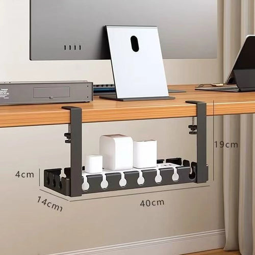 Under Desk Cable Management Tray No Drill Iron Power Strip Holder Wire Cord Organizer Clamp Mount for Home Office Desk