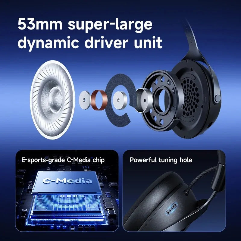X9 Wireless Headworn Game 7.1 Headset Bluetooth 2.4G Three Mode 53Mm Aluminum Foil Polymer Diaphragm Esports Gift Headset