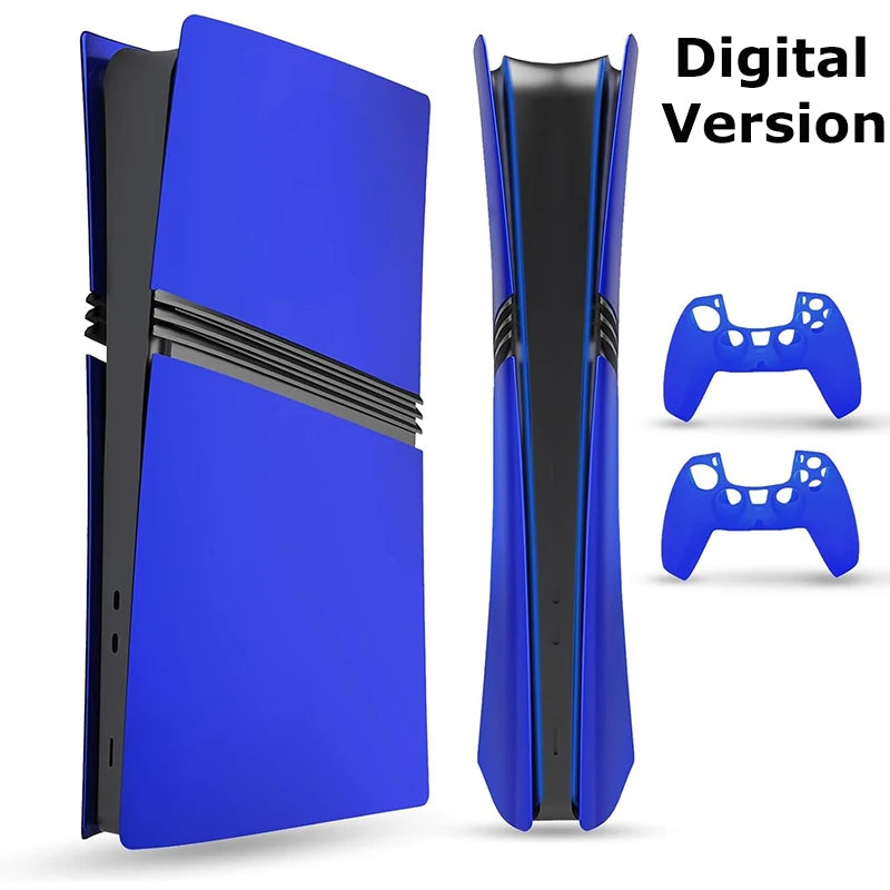 Faceplate for PS5 Pro (Digital、Disc Edition), Cover Plate, ABS Shell, Matt Skin, with Extra 2 Controller Silicone Covers (Red)