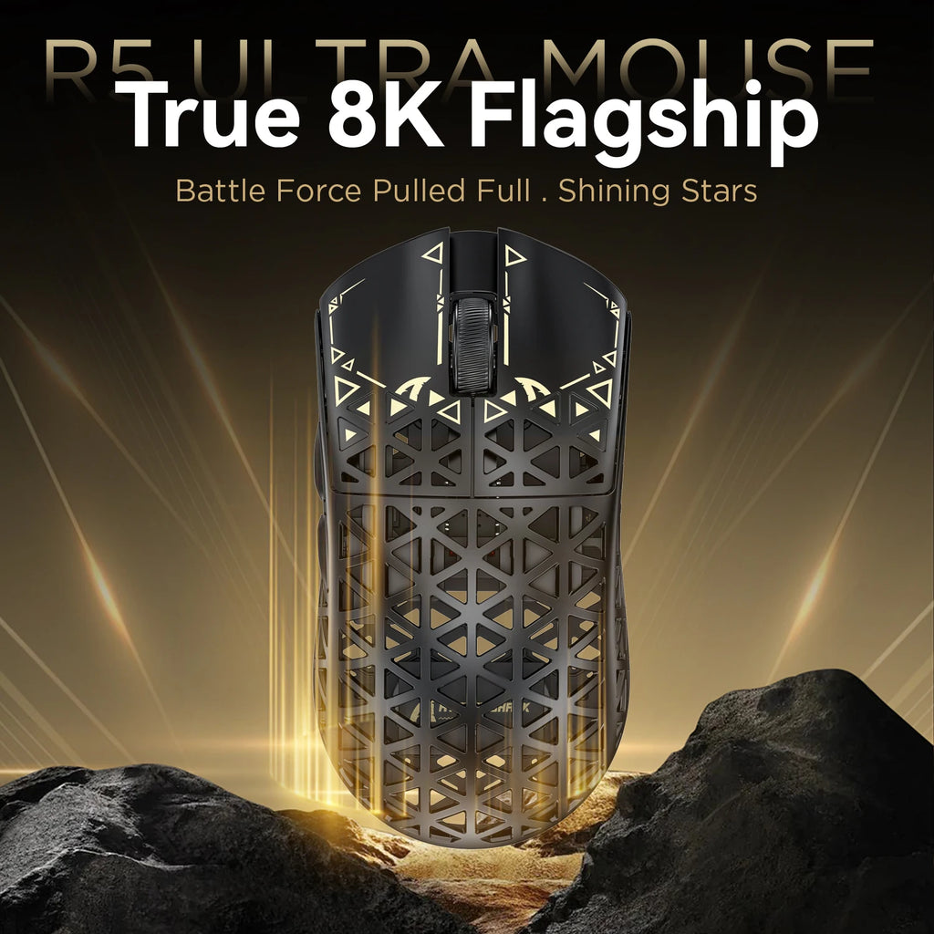 R5 Tri-Mode Ultra Wireless Gaming Mouse Carbon Fiber 8K ,PAW3950MAX ,8000Hz Wireless Polling Rate, DPI up to 42000