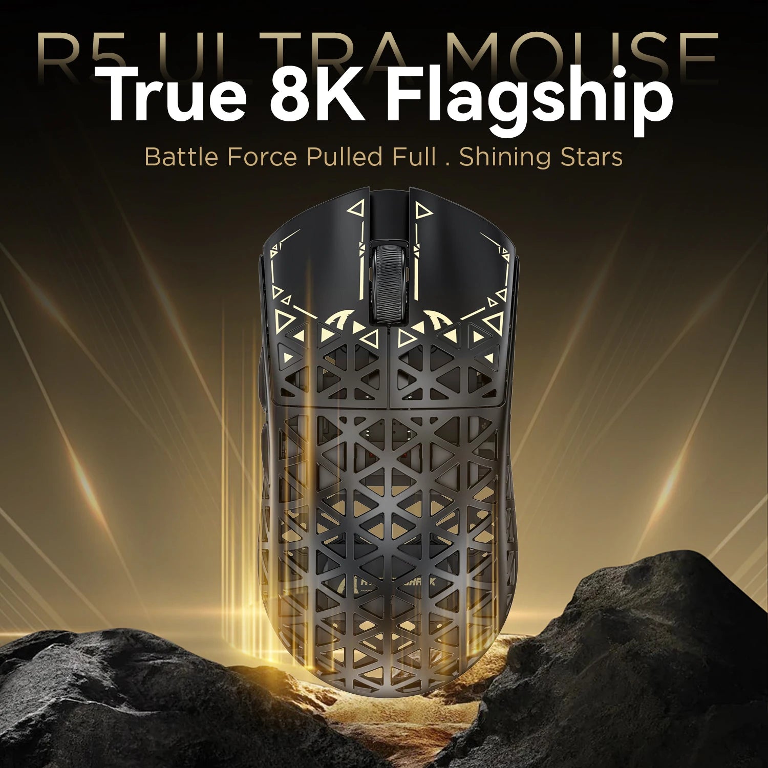 R5 Tri-Mode Ultra Wireless Gaming Mouse Carbon Fiber 8K ,PAW3950MAX ,8000Hz Wireless Polling Rate, DPI up to 42000