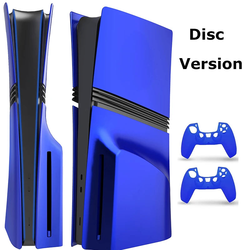 Faceplate for PS5 Pro (Digital、Disc Edition), Cover Plate, ABS Shell, Matt Skin, with Extra 2 Controller Silicone Covers (Red)